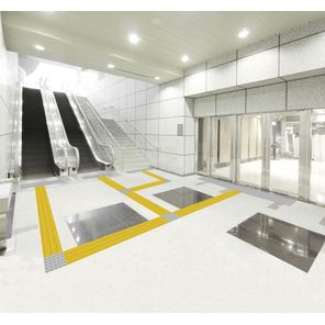 Piso de Demarcação Tátil Direcional Kit 16 peças 25cm x 25cm Amarelo Kapazi