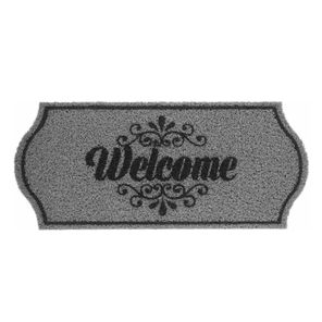 Capacho Vinil Formas 30cm x 70cm Welcome Cinza Kapazi