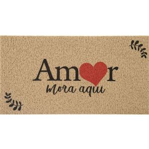 Capacho para Entrada Vinil 40cm x 75cm Amor Mora Aqui Kapazi