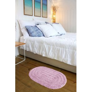 Tapete Banheiro Antiderrapante Allegro Oval Rosa 40cm x 60cm Kapazi