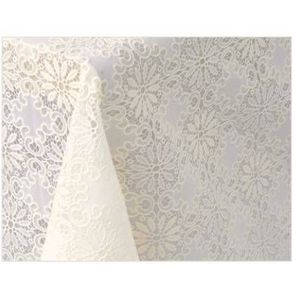 Toalha de Mesa Rendeira Rolo 1,37m x 20m Bege Flor Kapazi