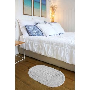 Tapete Banheiro Antiderrapante Allegro Oval Branco 40cm x 60cm Kapazi