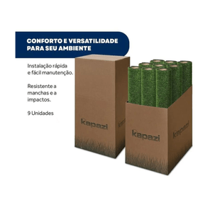 Grama Sintética 10mm 1m x 2m Box com 9 Rolos Kapazi