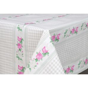 Toalha de Mesa Carinho Rolo 1,37m x 30m Rosas em Cinza Kapazi