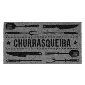 Capacho Vinil SuperPrint 40cm x 75cm Churrasqueira Cinza Kapazi