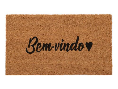 Tapete Entrada Fibra de Coco 33cm x 60cm Bem-vindo Amor Kapazi
