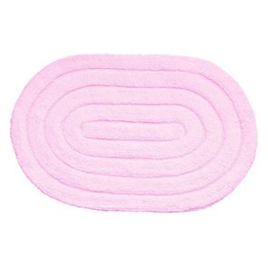 Tapete Banheiro Antiderrapante Allegro Oval Rosa 40cm x 60cm Kapazi