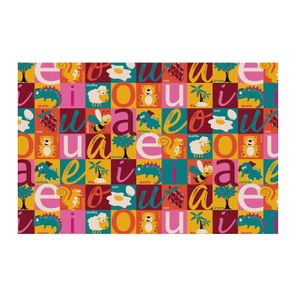 Tapete Brisa Infantil 100cm x 130cm Vogais Kapazi