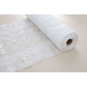 Toalha de Mesa em Rolo 0,2mm 1,37m x 20m Bege com Folhas