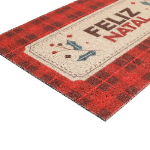 Capacho Entrada Vinil 40cm x 60cm Natal Xadrez Vermelho Kapazi