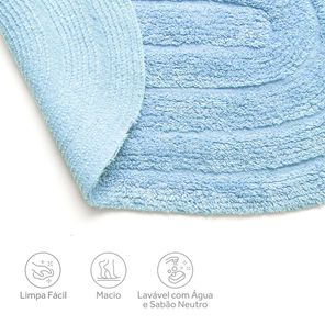 Tapete para Banheiro Allegro 40cm x 60cm Azul Céu Oval Kapazi