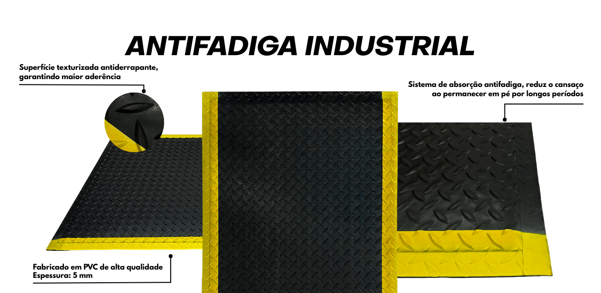Tapete Antifadiga Industrial 60cm x 90cm Preto Kapazi 1