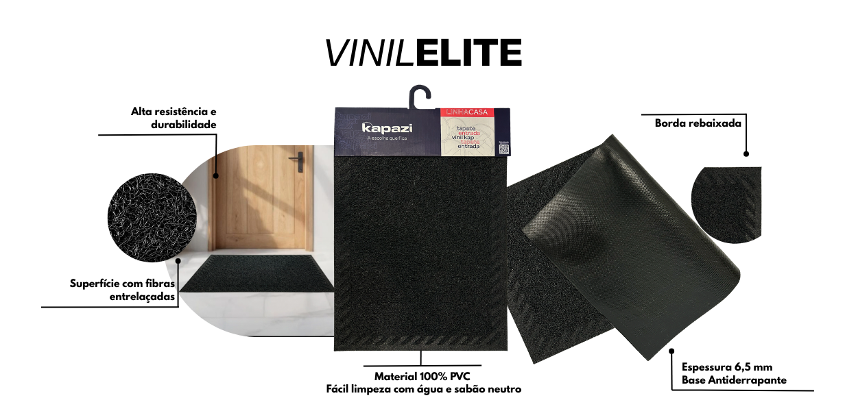 Tapete Capacho de Entrada Vinil Elite Bege 40x60cm Kapazi - Antiderrapante Ideal para Portas 1